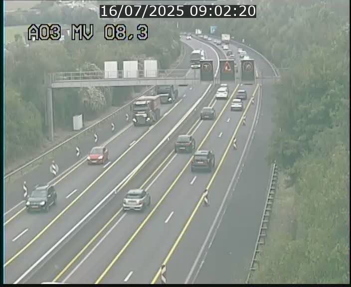 Webcam Autoroute après la Croix de Bettembourg en direction de Luxembourg sur l'A3