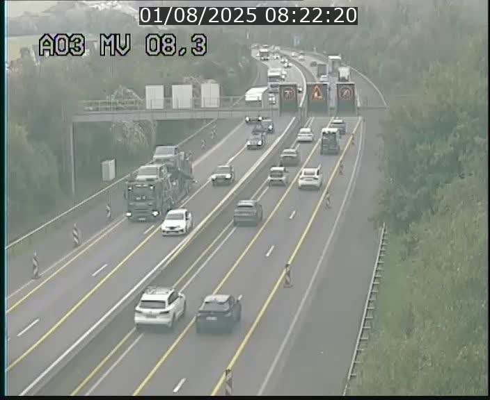 Webcam Autoroute après la Croix de Bettembourg en direction de Luxembourg sur l'A3