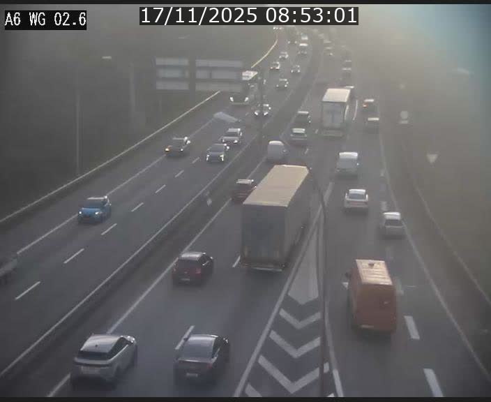 Traffic live webcam Luxembourg Croix de Cessange - A6 - BK 2.6 - direction France/Allemagne