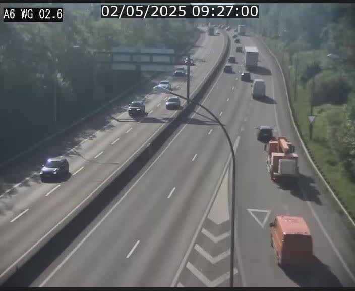 Traffic live webcam Luxembourg Croix de Cessange - A6 - BK 2.6 - direction France/Allemagne