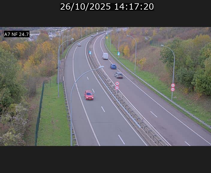 Caméra trafic Luxembourg - A7, Schieren direction Mersch
