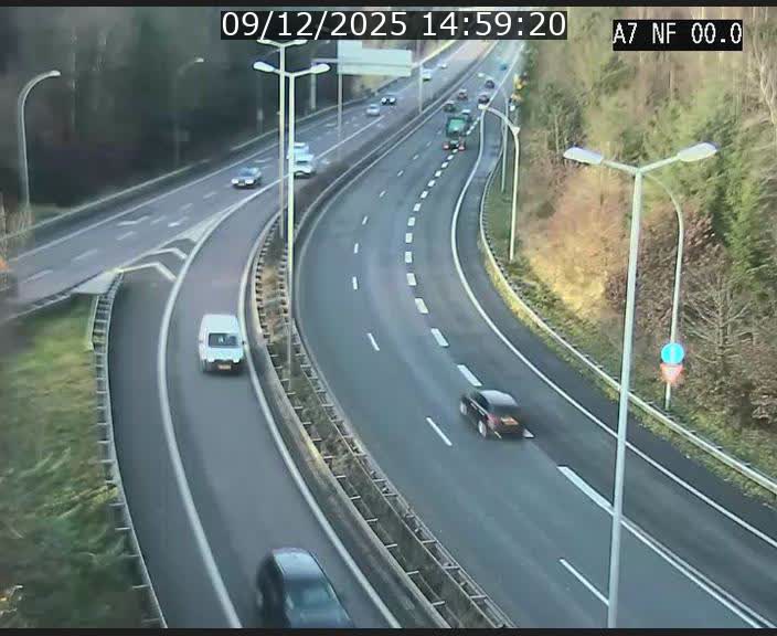 Caméra autoroute Luxembourg A7 - Echangeur A1/A7 Grünewald direction Tunnel Stafelter