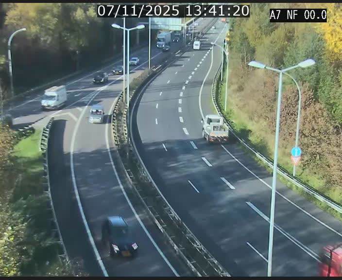 Caméra autoroute Luxembourg A7 - Echangeur A1/A7 Grünewald direction Tunnel Stafelter