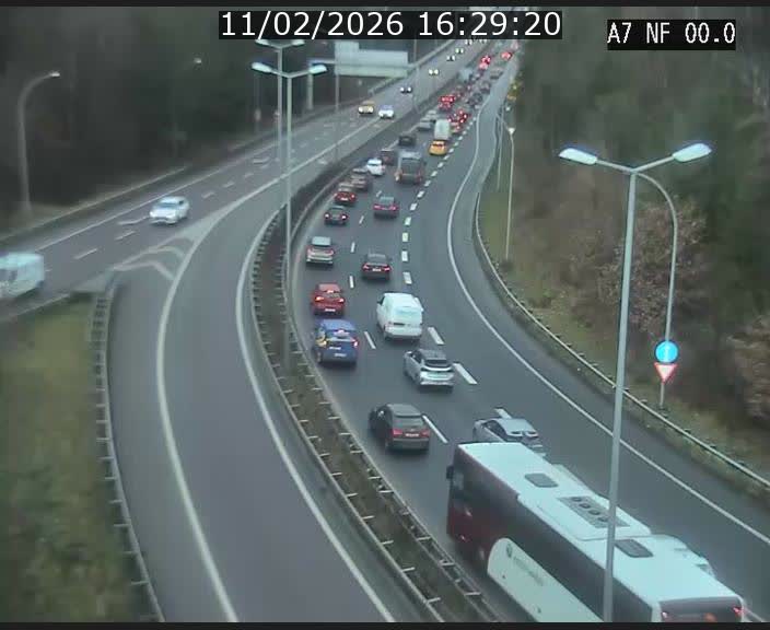 <h2>Caméra autoroute Luxembourg A7 - Echangeur A1/A7 Grünewald direction Tunnel Stafelter</h2>
