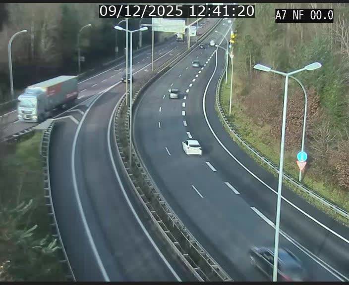 Caméra autoroute Luxembourg A7 - Echangeur A1/A7 Grünewald direction Tunnel Stafelter