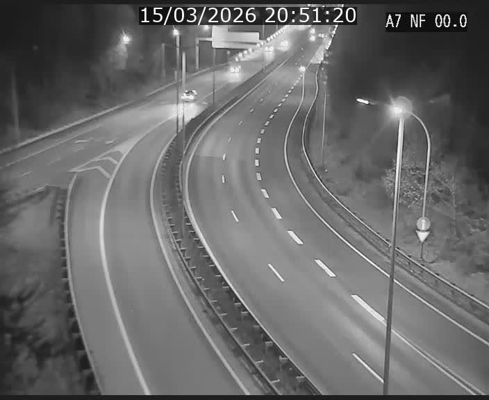 Caméra autoroute Luxembourg A7 - Echangeur A1/A7 Grünewald direction Tunnel Stafelter
