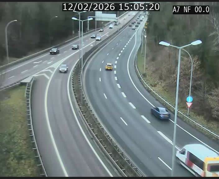 Caméra autoroute Luxembourg A7 - Echangeur A1/A7 Grünewald direction Tunnel Stafelter