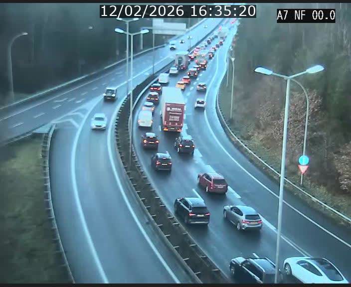 <h2>Caméra autoroute Luxembourg A7 - Echangeur A1/A7 Grünewald direction Tunnel Stafelter</h2>