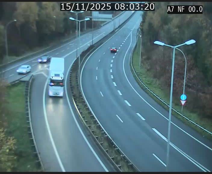 Caméra autoroute Luxembourg A7 - Echangeur A1/A7 Grünewald direction Tunnel Stafelter