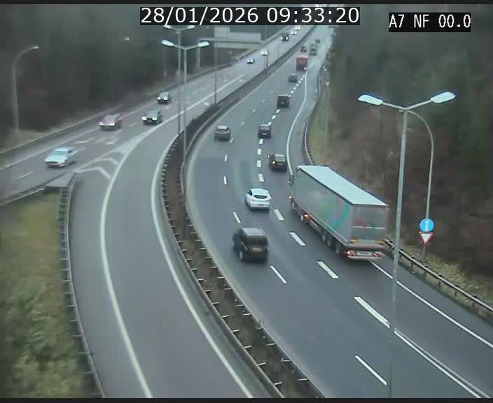 Caméra autoroute Luxembourg A7 - Echangeur A1/A7 Grünewald direction Tunnel Stafelter