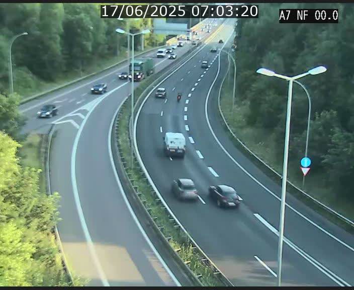 Caméra autoroute Luxembourg A7 - Echangeur A1/A7 Grünewald direction Tunnel Stafelter