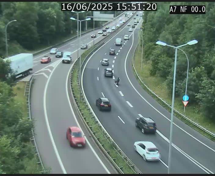 Caméra autoroute Luxembourg A7 - Echangeur A1/A7 Grünewald direction Tunnel Stafelter