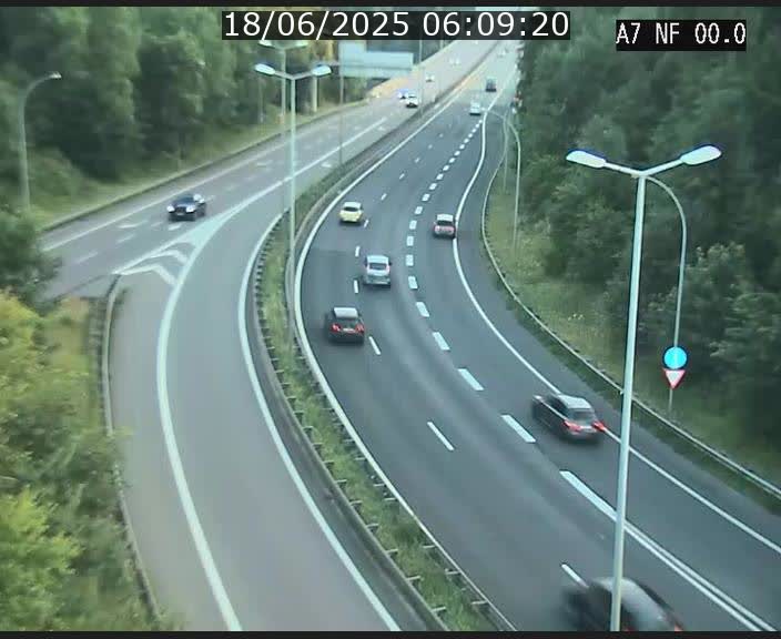 Caméra autoroute Luxembourg A7 - Echangeur A1/A7 Grünewald direction Tunnel Stafelter
