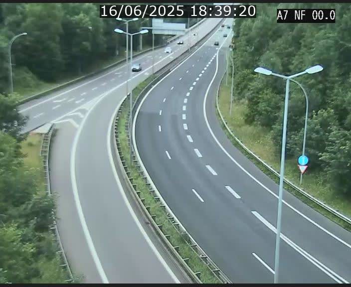 Caméra autoroute Luxembourg A7 - Echangeur A1/A7 Grünewald direction Tunnel Stafelter
