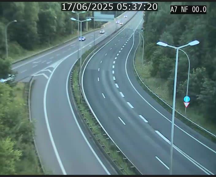 Caméra autoroute Luxembourg A7 - Echangeur A1/A7 Grünewald direction Tunnel Stafelter