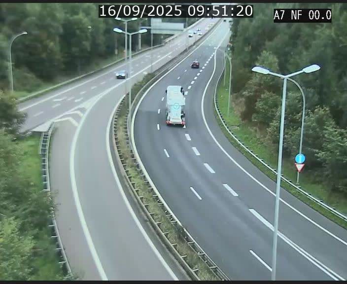 Caméra autoroute Luxembourg A7 - Echangeur A1/A7 Grünewald direction Tunnel Stafelter