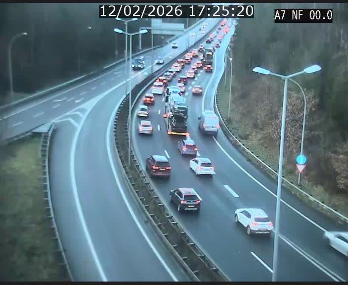 <h2>Caméra autoroute Luxembourg A7 - Echangeur A1/A7 Grünewald direction Tunnel Stafelter</h2>