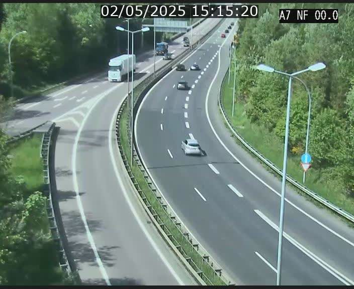 Caméra autoroute Luxembourg A7 - Echangeur A1/A7 Grünewald direction Tunnel Stafelter