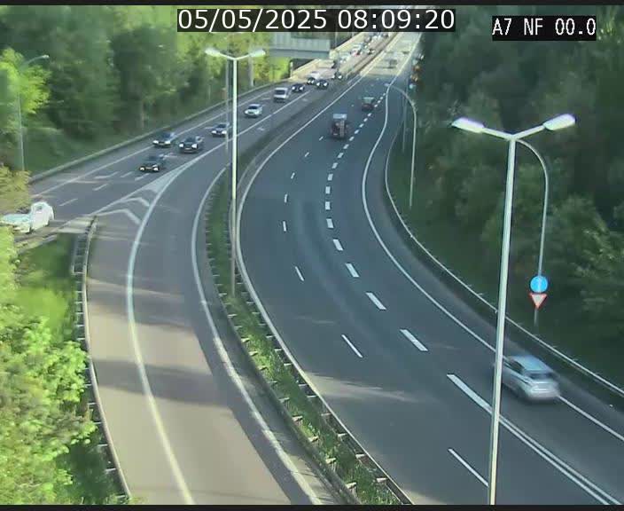 Caméra autoroute Luxembourg A7 - Echangeur A1/A7 Grünewald direction Tunnel Stafelter