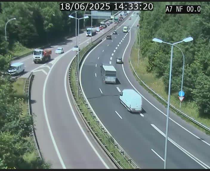 Caméra autoroute Luxembourg A7 - Echangeur A1/A7 Grünewald direction Tunnel Stafelter