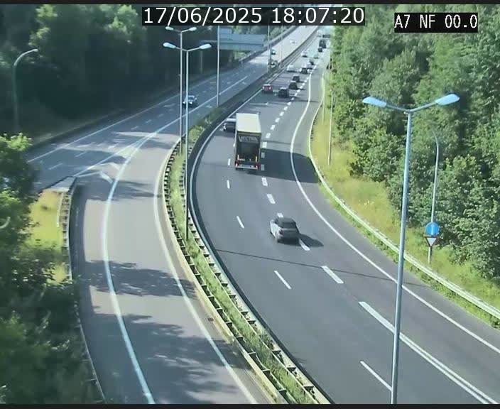 Caméra autoroute Luxembourg A7 - Echangeur A1/A7 Grünewald direction Tunnel Stafelter