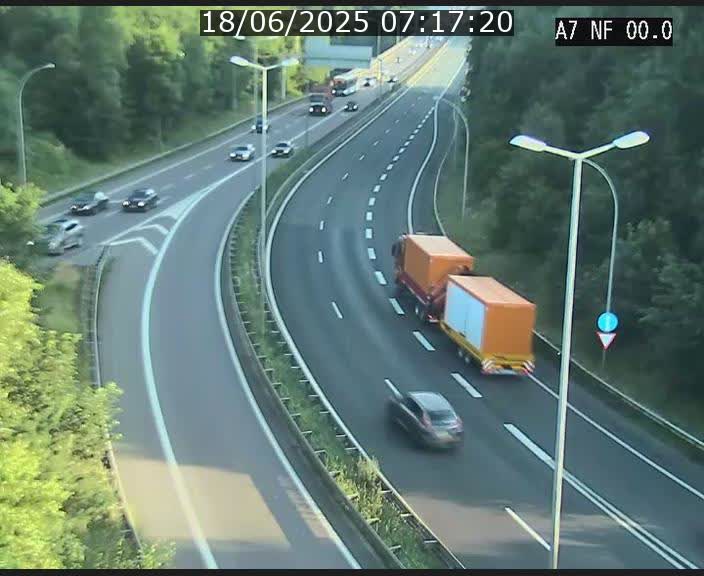 Caméra autoroute Luxembourg A7 - Echangeur A1/A7 Grünewald direction Tunnel Stafelter