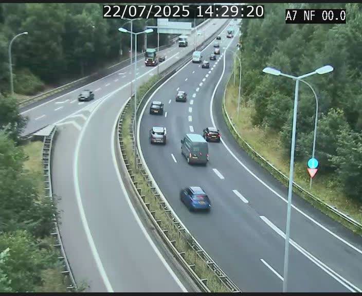 Caméra autoroute Luxembourg A7 - Echangeur A1/A7 Grünewald direction Tunnel Stafelter