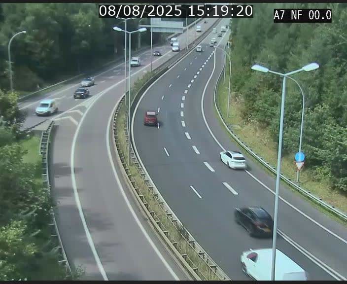 Caméra autoroute Luxembourg A7 - Echangeur A1/A7 Grünewald direction Tunnel Stafelter