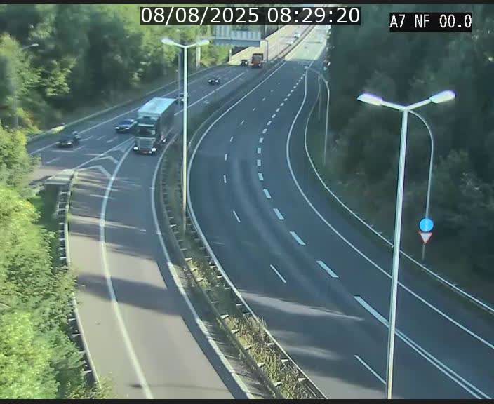 Caméra autoroute Luxembourg A7 - Echangeur A1/A7 Grünewald direction Tunnel Stafelter