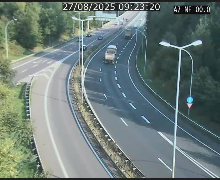 Caméra autoroute Luxembourg A7 - Echangeur A1/A7 Grünewald direction Tunnel Stafelter