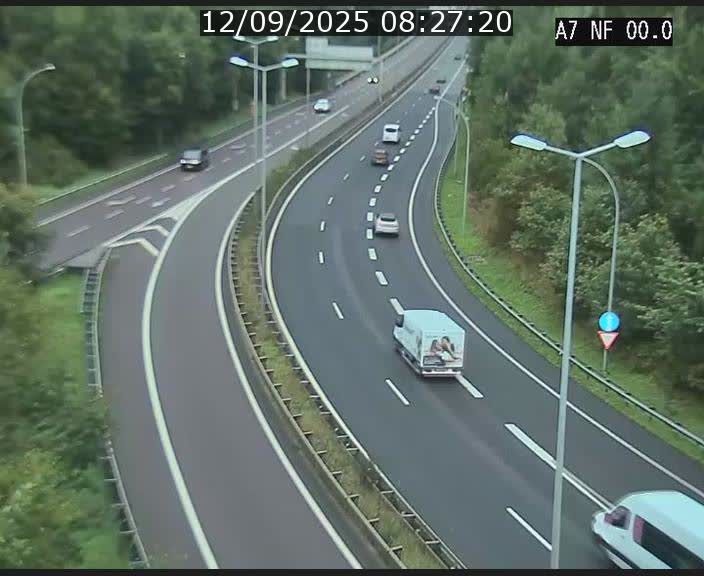 Caméra autoroute Luxembourg A7 - Echangeur A1/A7 Grünewald direction Tunnel Stafelter