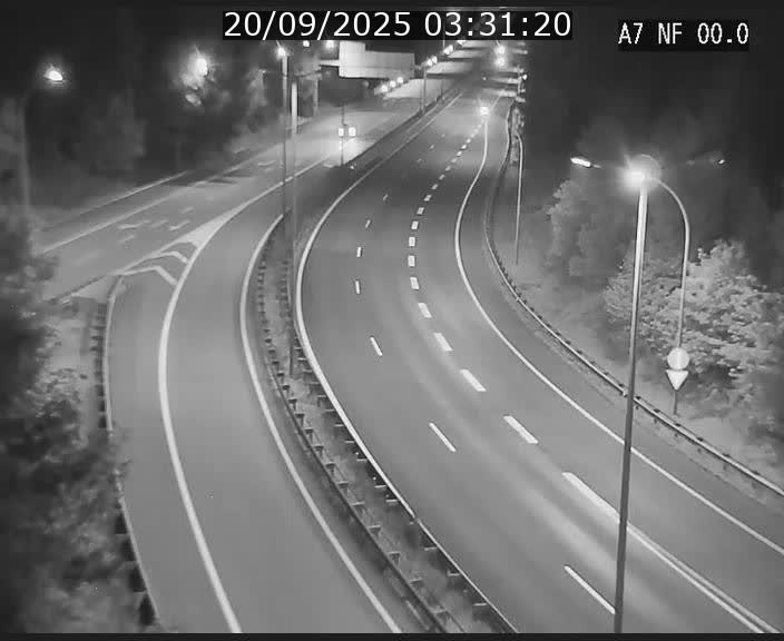 Caméra autoroute Luxembourg A7 - Echangeur A1/A7 Grünewald direction Tunnel Stafelter