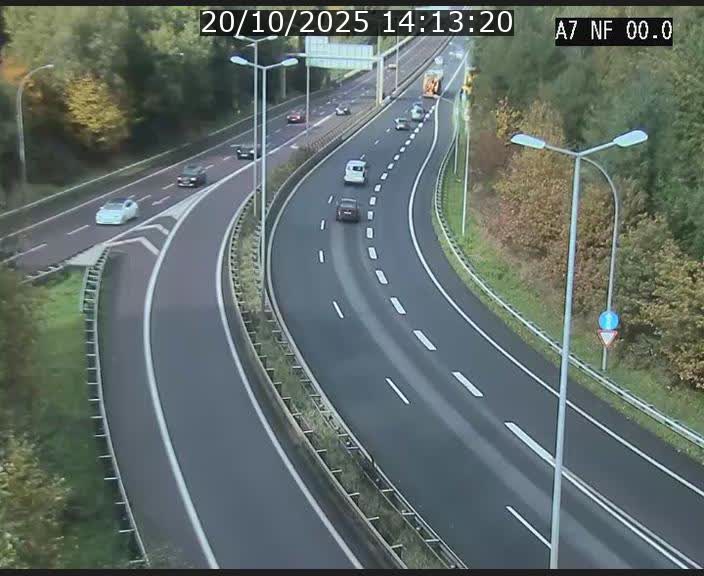 Caméra autoroute Luxembourg A7 - Echangeur A1/A7 Grünewald direction Tunnel Stafelter