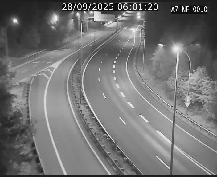Caméra autoroute Luxembourg A7 - Echangeur A1/A7 Grünewald direction Tunnel Stafelter