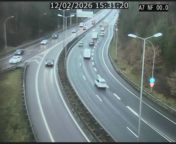 Caméra autoroute Luxembourg A7 - Echangeur A1/A7 Grünewald direction Tunnel Stafelter