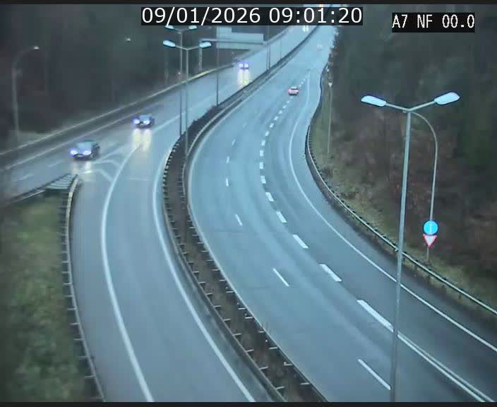 Caméra autoroute Luxembourg A7 - Echangeur A1/A7 Grünewald direction Tunnel Stafelter