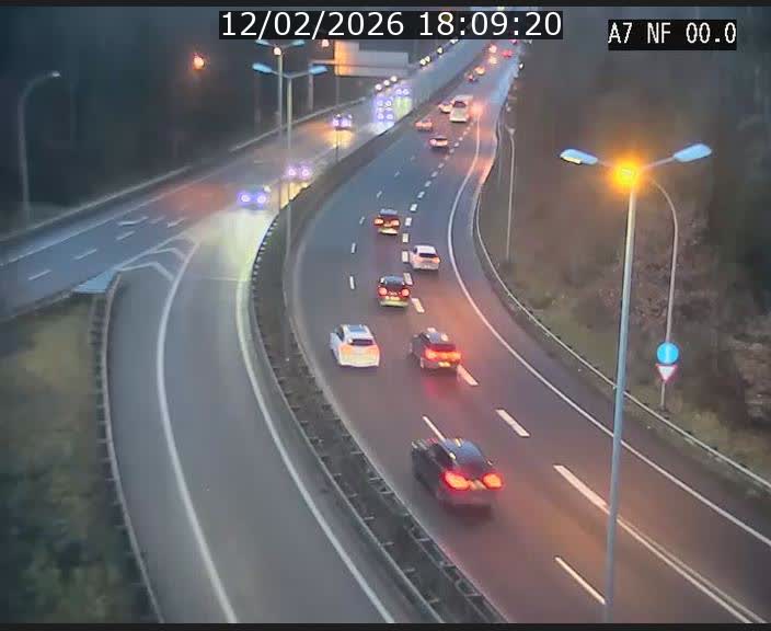 <h2>Caméra autoroute Luxembourg A7 - Echangeur A1/A7 Grünewald direction Tunnel Stafelter</h2>