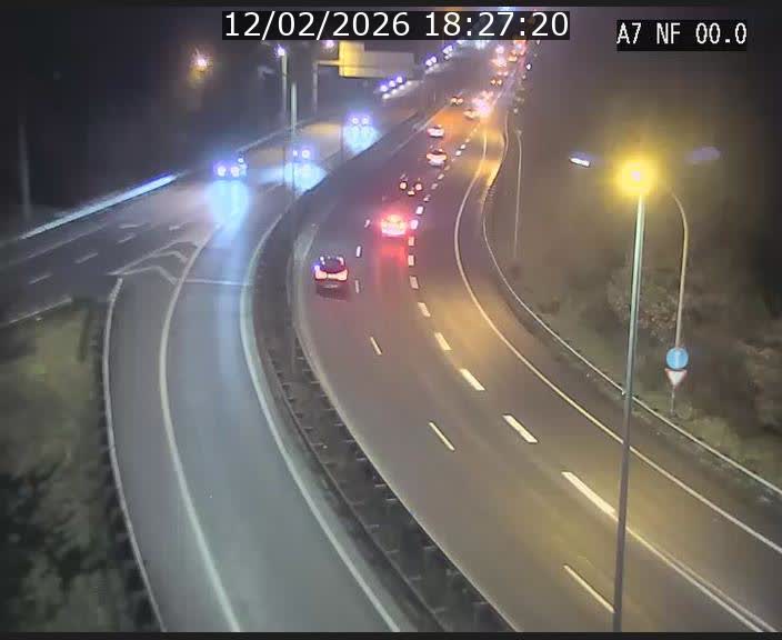 <h2>Caméra autoroute Luxembourg A7 - Echangeur A1/A7 Grünewald direction Tunnel Stafelter</h2>