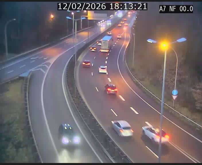 <h2>Caméra autoroute Luxembourg A7 - Echangeur A1/A7 Grünewald direction Tunnel Stafelter</h2>
