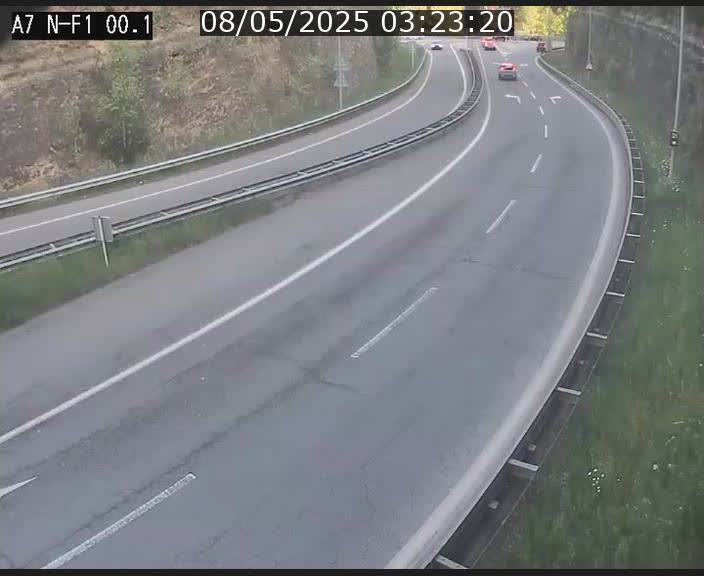 Webcam autoroute Luxembourg A7 située dans la sortie 1 Waldhof, vers la N11, avant le Tunnel Stafelter