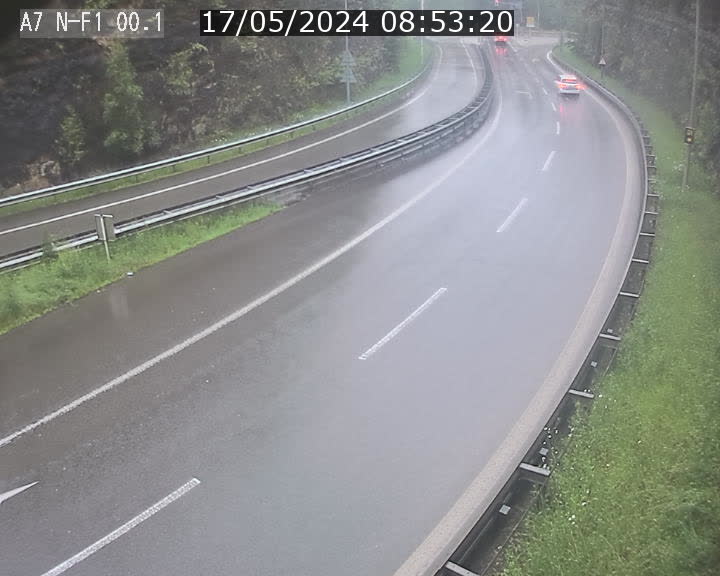 Webcam autoroute Luxembourg A7 située dans la sortie 1 Waldhof, vers la N11, avant le Tunnel Stafelter