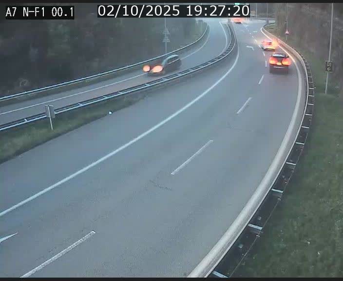 Webcam autoroute Luxembourg A7 située dans la sortie 1 Waldhof, vers la N11, avant le Tunnel Stafelter