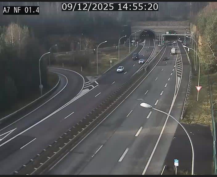 Caméra autoroute Luxembourg A7 - Echangeur Waldhaff - direction Tunnel Stafelter