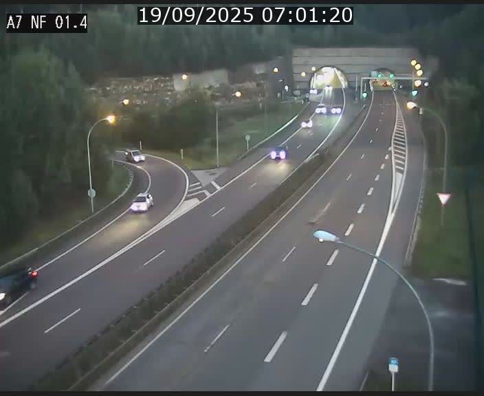 Caméra autoroute Luxembourg A7 - Echangeur Waldhaff - direction Tunnel Stafelter