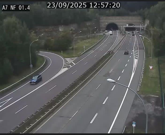 Caméra autoroute Luxembourg A7 - Echangeur Waldhaff - direction Tunnel Stafelter