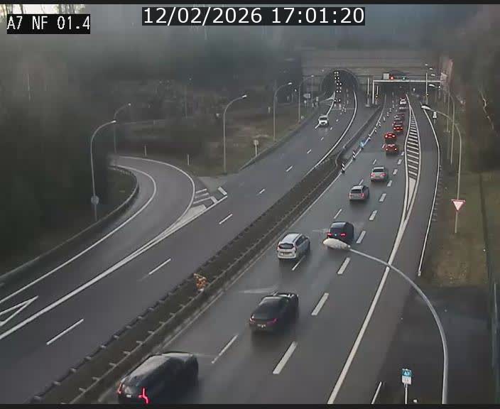 Caméra autoroute Luxembourg A7 - Echangeur Waldhaff - direction Tunnel Stafelter