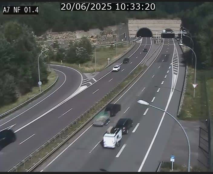 <h2>Caméra autoroute Luxembourg A7 - Echangeur Waldhaff - direction Tunnel Stafelter</h2>