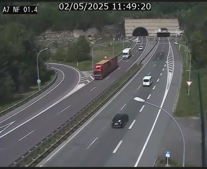 Caméra autoroute Luxembourg A7 - Echangeur Waldhaff - direction Tunnel Stafelter