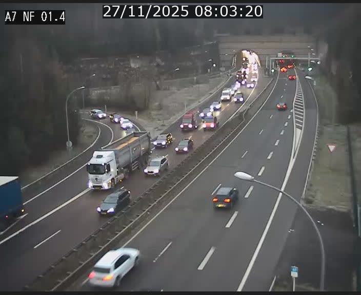 Caméra autoroute Luxembourg A7 - Echangeur Waldhaff - direction Tunnel Stafelter