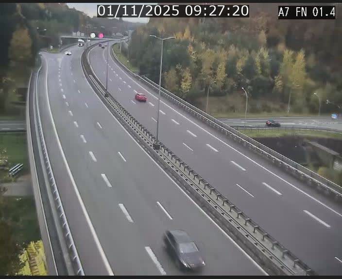 <h2>Caméra autoroute Luxembourg A7 - Tunnel Stafelter - direction Echangeur Grünewald</h2>